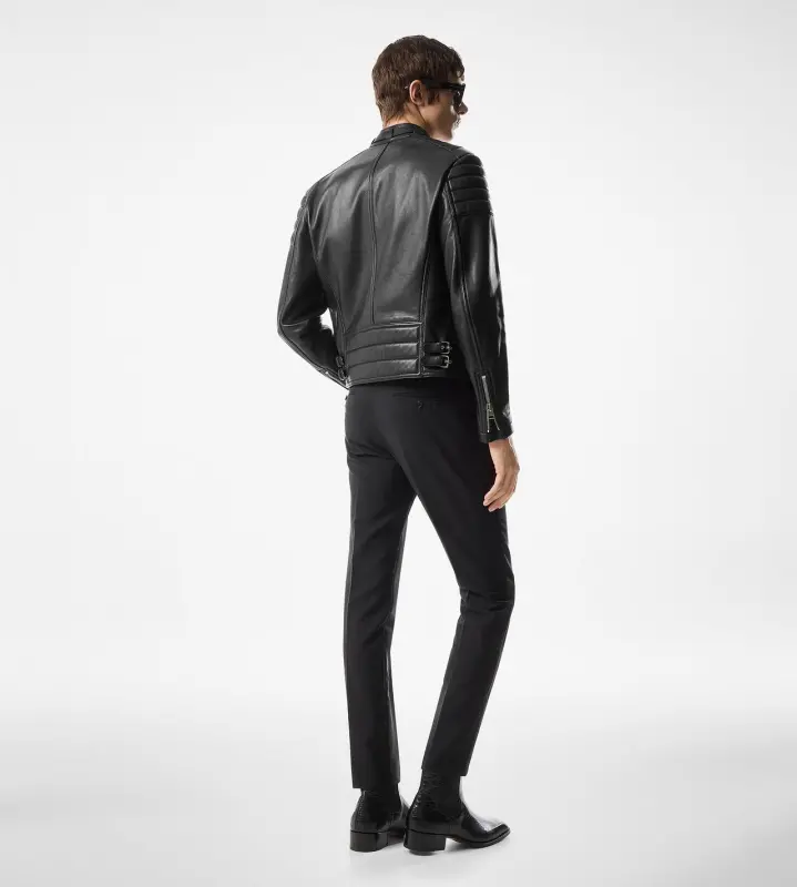 GRAIN LEATHER ZIP BIKER BLACK online